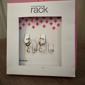 Nordstrom Rack Gold and Silver Hoop Earrings with CZ Accents